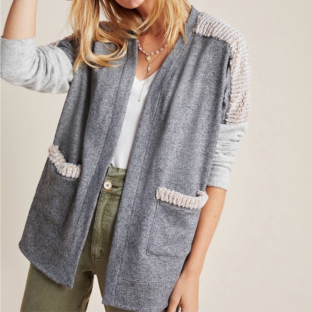 Anthropologie Amadi Gray CORA Cardigan Sweater size large